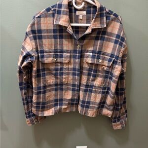 Brixton Blue and Tan Plaid Button Down Shirt